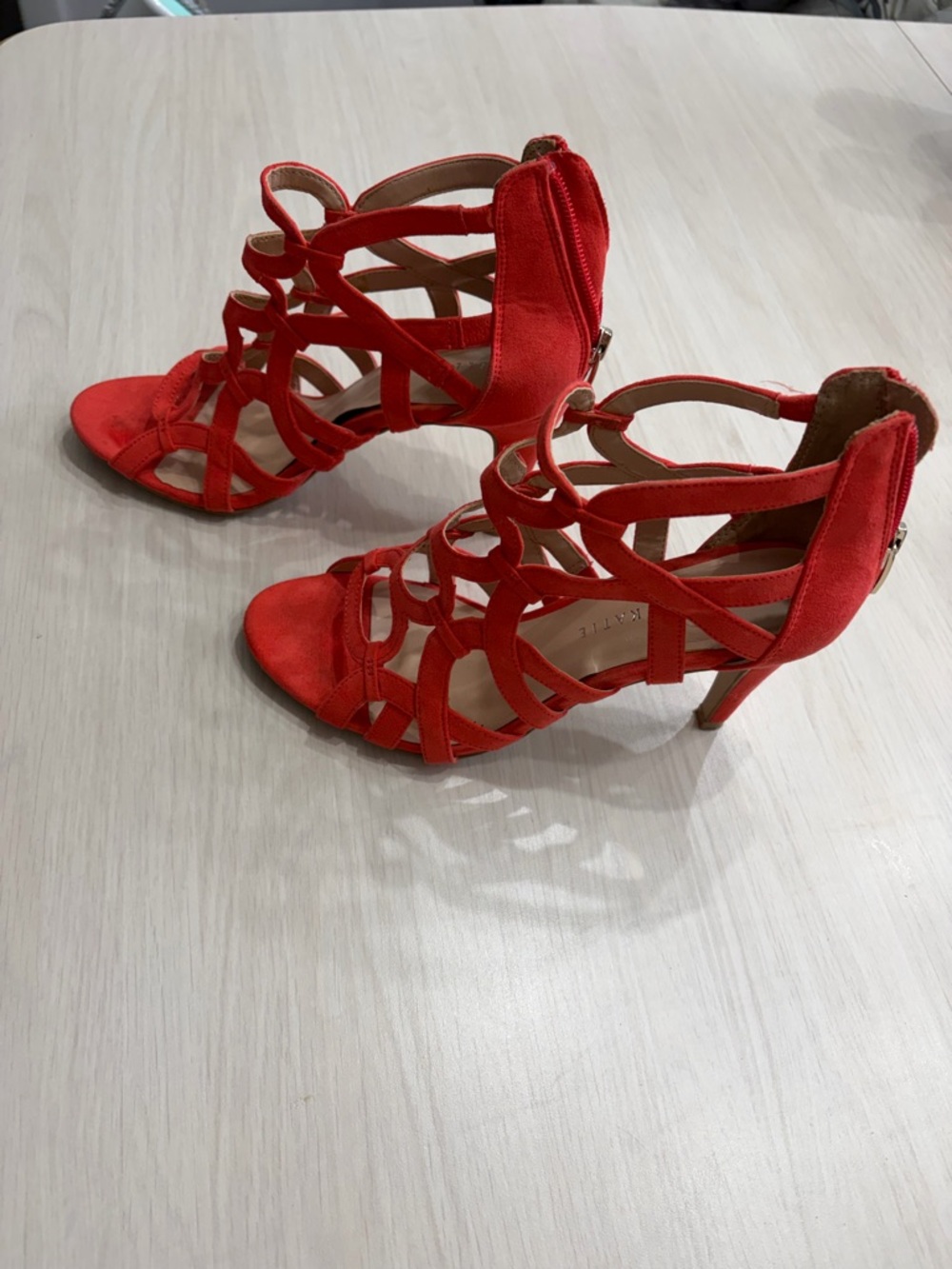 Kelly & Katie Red Strappy Cutout Heels